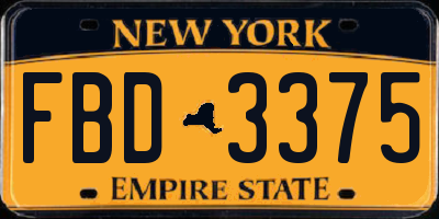 NY license plate FBD3375