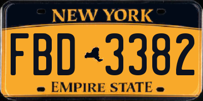 NY license plate FBD3382