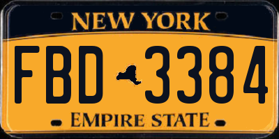 NY license plate FBD3384