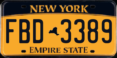 NY license plate FBD3389