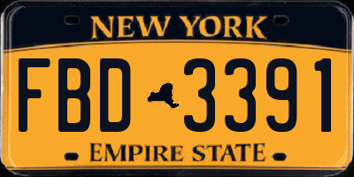 NY license plate FBD3391