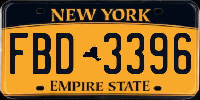 NY license plate FBD3396