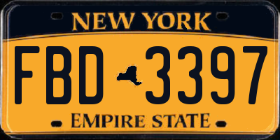 NY license plate FBD3397