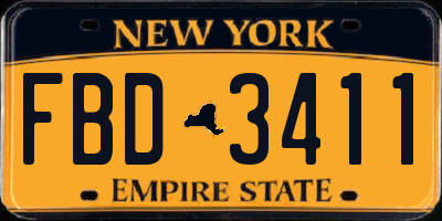 NY license plate FBD3411