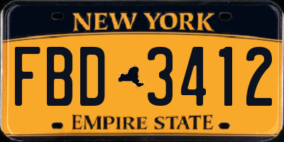 NY license plate FBD3412