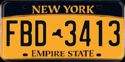 NY license plate FBD3413