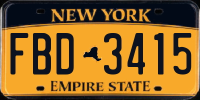 NY license plate FBD3415
