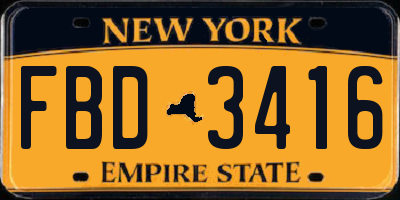 NY license plate FBD3416