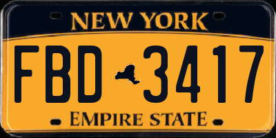 NY license plate FBD3417