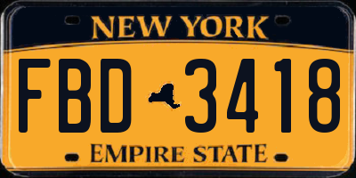 NY license plate FBD3418