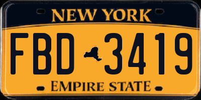 NY license plate FBD3419