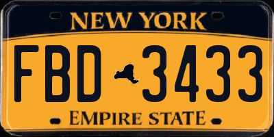 NY license plate FBD3433