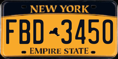 NY license plate FBD3450