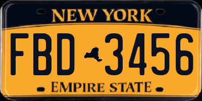 NY license plate FBD3456