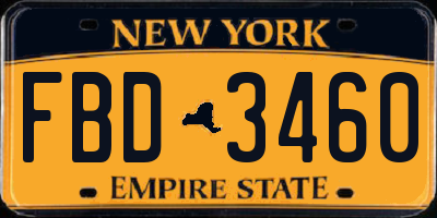 NY license plate FBD3460