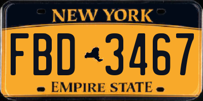 NY license plate FBD3467