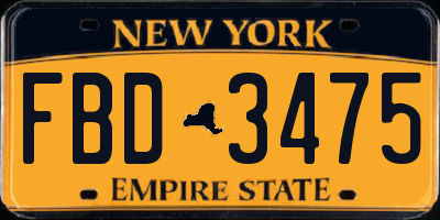 NY license plate FBD3475