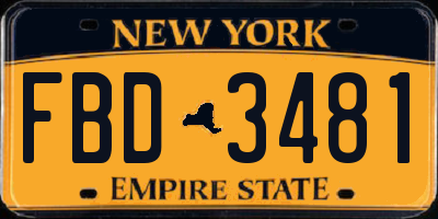 NY license plate FBD3481