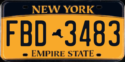 NY license plate FBD3483