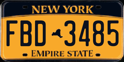 NY license plate FBD3485