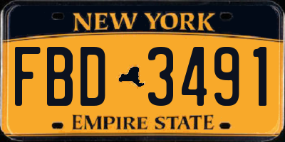 NY license plate FBD3491