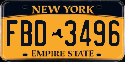 NY license plate FBD3496