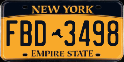 NY license plate FBD3498