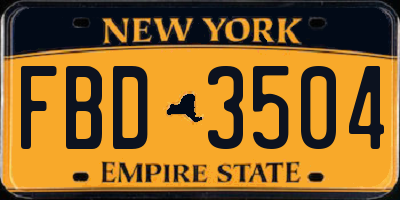 NY license plate FBD3504