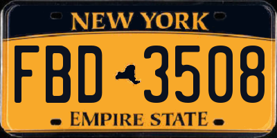 NY license plate FBD3508