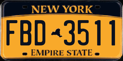 NY license plate FBD3511