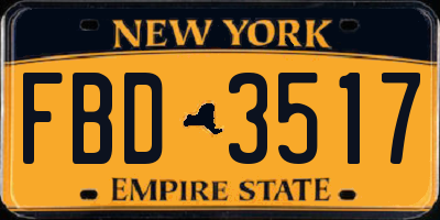 NY license plate FBD3517