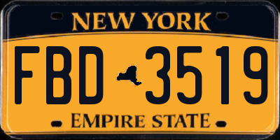 NY license plate FBD3519