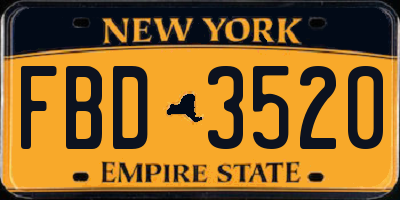 NY license plate FBD3520