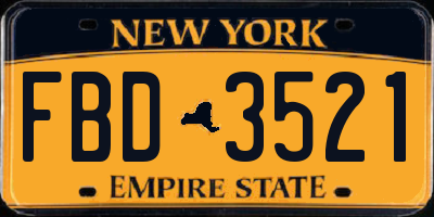 NY license plate FBD3521