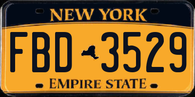 NY license plate FBD3529