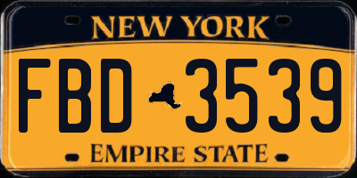 NY license plate FBD3539