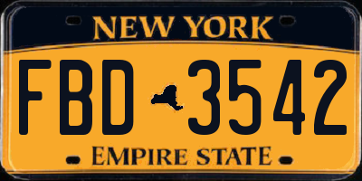 NY license plate FBD3542