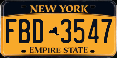 NY license plate FBD3547