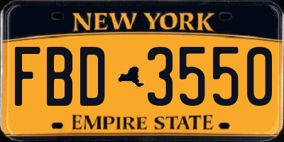 NY license plate FBD3550
