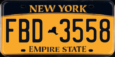NY license plate FBD3558