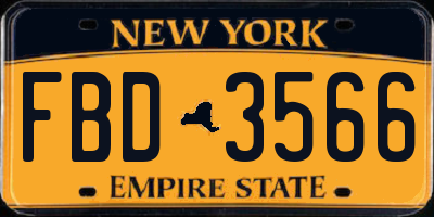 NY license plate FBD3566