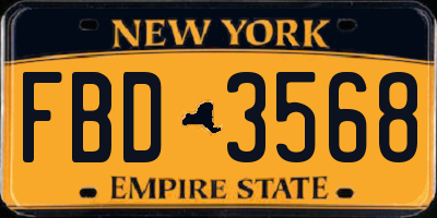 NY license plate FBD3568