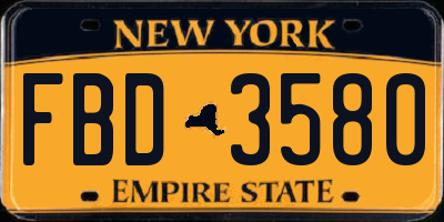 NY license plate FBD3580