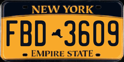 NY license plate FBD3609