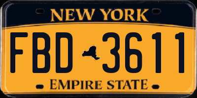 NY license plate FBD3611