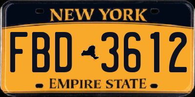 NY license plate FBD3612