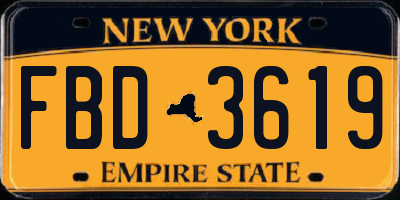 NY license plate FBD3619