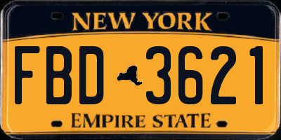 NY license plate FBD3621