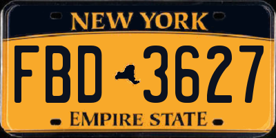 NY license plate FBD3627