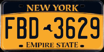 NY license plate FBD3629